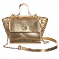 YOUNG VERSACE Girls Metallic Gold & Studded 'Medusa' Bag (16cm)