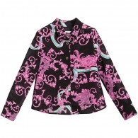 YOUNG VERSACE Girls Pink Dragon Print Silk Blouse