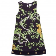 YOUNG VERSACE Navy Blue Dress with Dragon Print