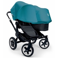 Bugaboo Donkey Duo Stroller, Extendable Canopy in All Black/Petrol Blue 