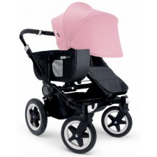 Bugaboo Donkey Mono Stroller, Extendable Canopy in All Black/Soft Pink 