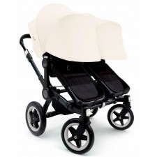  Bugaboo Donkey Twin Stroller, Extendable Canopy in All Black/Off White