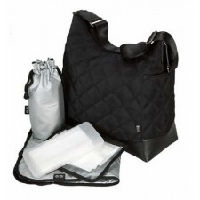 OiOi Diamond Quilted Black Hobo Diaper Bag