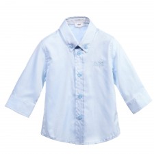 BOSS Baby Boys Pale Blue Cotton Oxford Shirt