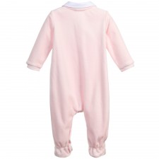 BOSS Girls Pale Pink Velour Babygrow in a Gift Box