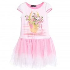 MISS BLUMARINE Pink Jersey Dress with Tulle Skirt