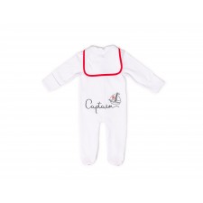 RB Royal Baby Organic Cotton Gloved Sleeve Footed Overall Footie with Hat in Gift Box (Captain)