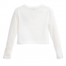 JUNIOR GAULTIER Ivory Cotton Knit Cardigan with Floral Patch
