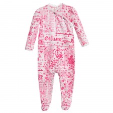 JOHN GALLIANO Girls Pink 'Gazette' Print Babygrow