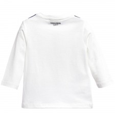 JUNIOR GAULTIER Boys Ivory T-Shirt with Tie Print