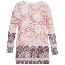 MISS BLUMARINE Lace Printed Knitted Sweater Dress