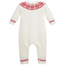 PETIT BATEAU Baby Ivory Wool & Cotton Knitted Babygrow