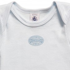 PETIT BATEAU Blue Millerais Stripe & White Cotton Bodysuits (2 Pack)