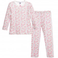 PETIT BATEAU Girls Pink Cotton Jersey Floral Pyjamas