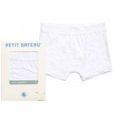 PETIT BATEAU Boys White Cotton Jersey Boxer Shorts