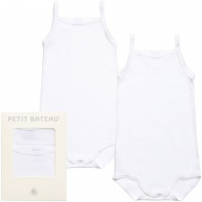 PETIT BATEAU Baby Girls White Cotton Bodyvests (Pack of 2)