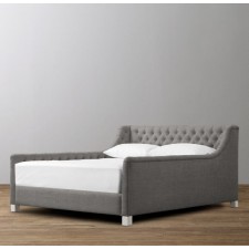 Devyn Tufted Upholstered bed  - Brushed Belgian Linen Cotton   -  Fog