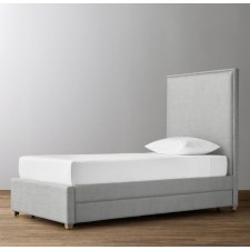 Sydney Upholstered Bed With Trundle-Washed Belgian Linen