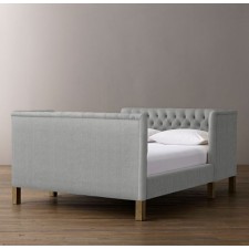 Devyn Tufted tête-à-tête Upholstered Bed - Belgian Linen - Mist