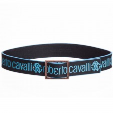 ROBERTO CAVALLI Baby Boys Black & Blue Logo Leather Belt
