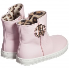ROBERTO CAVALLI Girls Pale Pink Leather Boots
