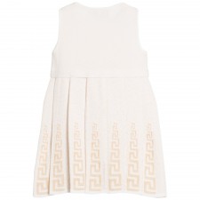 YOUNG VERSACE Baby Girls Fine Knitted Ivory Pleated Dress