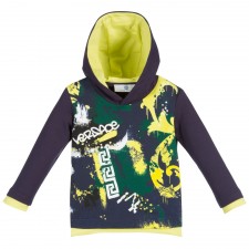 YOUNG VERSACE Baby Boys Blue & Green Hooded Top