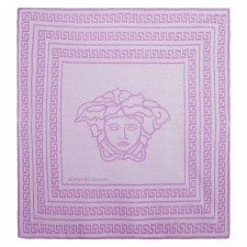 YOUNG VERSACE Pink & White Cotton 'Medusa' Blanket (80cm)