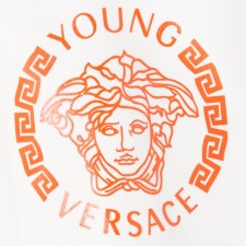 YOUNG VERSACE Baby Boys Ivory Top with Orange Medusa Logo