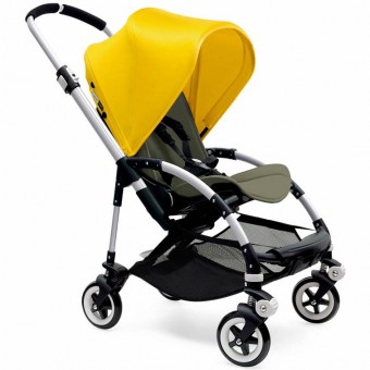 Bugaboo Bee3 Stroller, Silver - Dark Khaki/Bright Yellow