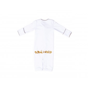 RB Royal Baby Organic Cotton Gloved Sleeve 2 in 1 Baby Gown Converter (Born to Be Wild) White