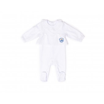 RB Royal Baby Organic Cotton Sleeve Footed Overall, Footie (Forever Me) White