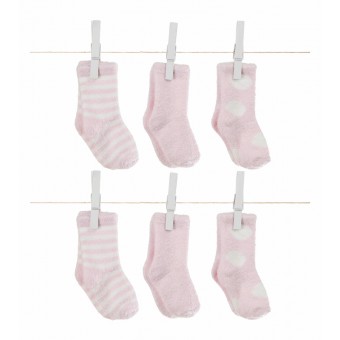 Little Giraffe Box of Socks - Dot, Solid, Stripe - Pink - 0 to 12 Months