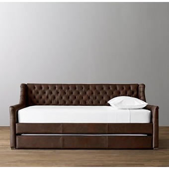 devyn tufted leather daybed with trundle