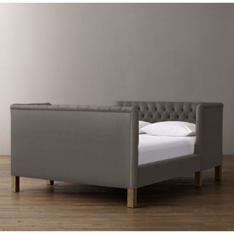 Devyn Tufted tête-à-tête Upholstered Bed - Army Duck  - Charcoal