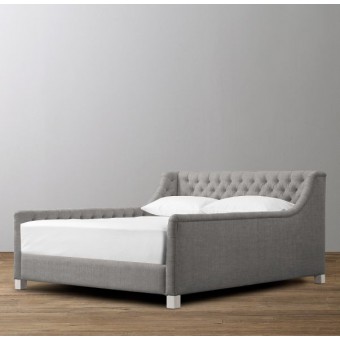 Devyn Tufted Upholstered bed  - Belgian Linen  - Grey