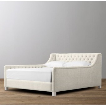 Devyn Tufted Upholstered bed  - Belgian Linen  -  Natural