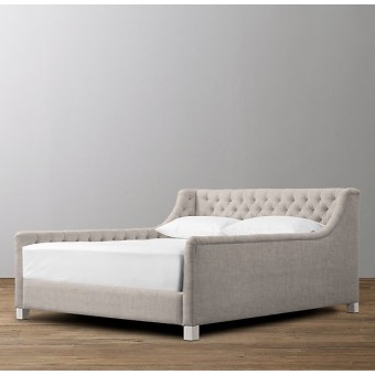 Devyn Tufted Upholstered bed  - Brushed Belgian Linen Cotton   - Natural