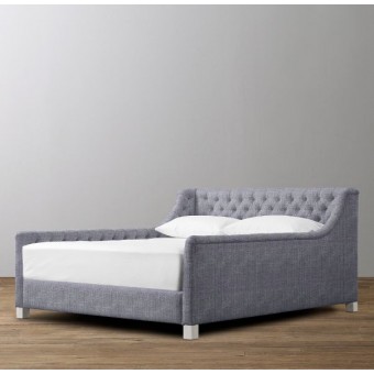 Devyn Tufted Upholstered bed  - Perennials Textured Linen Solid -  Fog