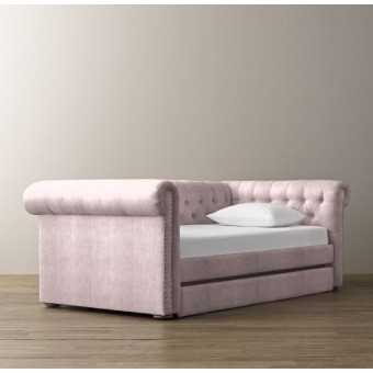Chesterfield  Velvet Daybed With Trundle