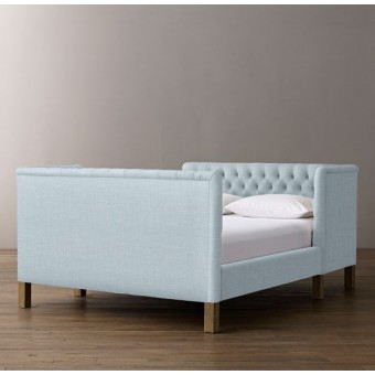 RH-Devyn Tufted tête-à-tête Upholstered Bed - Belgian Linen 