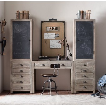 Weller Study Wall Set, Chalkboard Cabinet Tops-RH