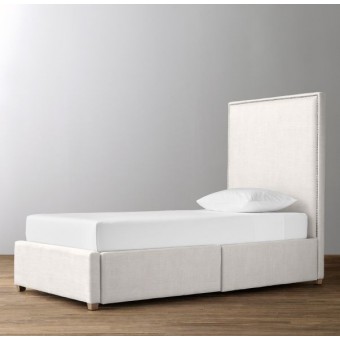 RH-Sydney Upholstered Storage Bed-Perennials Classic Linen Weave
