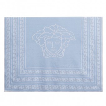 YOUNG VERSACE Blue & White Cotton 'Medusa' Blanket (80cm)
