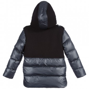 YOUNG VERSACE Boys Navy Blue Down Padded Puffer Jacket