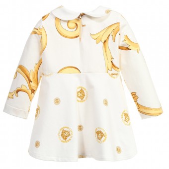 YOUNG VERSACE Baby Girls Gold Baroque Jersey Dress