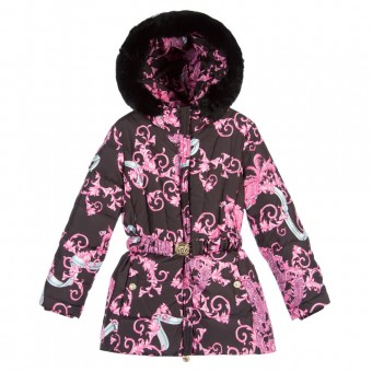 YOUNG VERSACE Girls Down Padded Pink 'Dragon' Print Coat