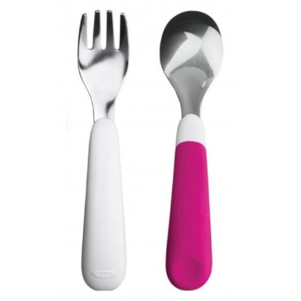 OXO Tot Fork & Spoon Set in Pink
