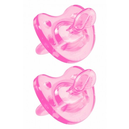 Chicco Soft Silicone Orthodontic Pacifiers - Pink - 0M+