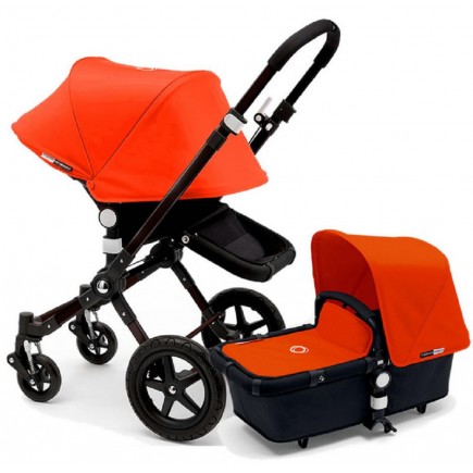 Bugaboo Cameleon 3 Stroller, Extendable Canopy (2015) All Black / Orange